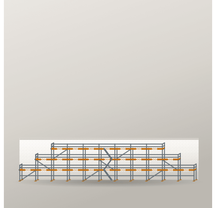 Giebelgerüst 33 x 8 m | 178,5 m² | Stahl / Holzbelag | RUX65 Giebelgerüst Scaff24 