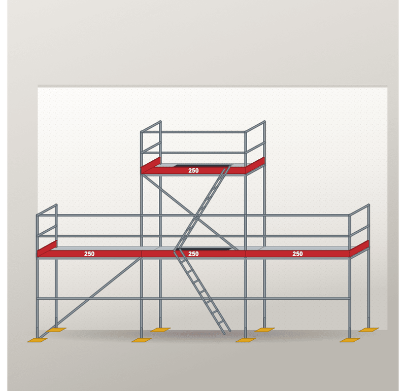 Giebelgerüst 7,5 x 6 m | 23,75 m² | Stahlboden | SL74 Giebelgerüst Scaff24 