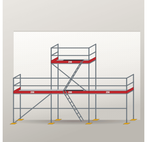 Giebelgerüst 7,5 x 6 m | 23,75 m² | Stahlboden | SL74 Giebelgerüst Scaff24 