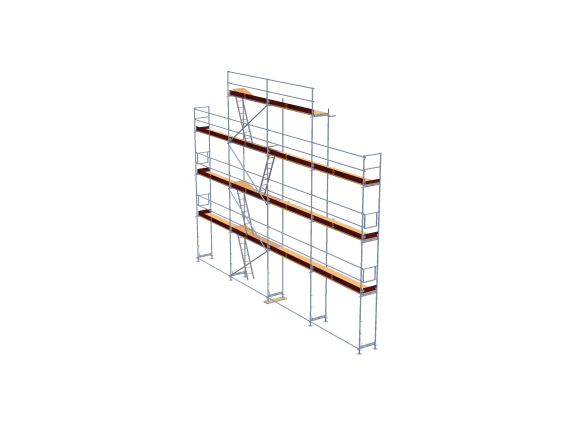 Giebelgerüst mit Stahlrahmen und Holzböden 120m² Giebelgerüst 90qm MyScuff 