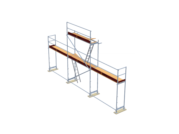 Giebelgerüst mit Stahlrahmen und Holzböden 54m² Gerüst 45qm MyScuff 