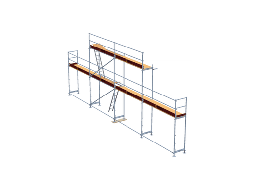 Giebelgerüst mit Stahlrahmen und Holzböden 78m² Giebelgerüst 90qm MyScuff 