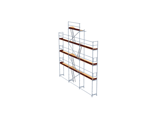 Giebelgerüst mit Stahlrahmen und Holzböden 90m² Giebelgerüst 90qm MyScuff 