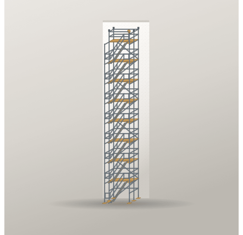 Treppenturm 16 x 16 m | null m² | Stahl / Holzboden | SL74 Treppenturm Scaff24 