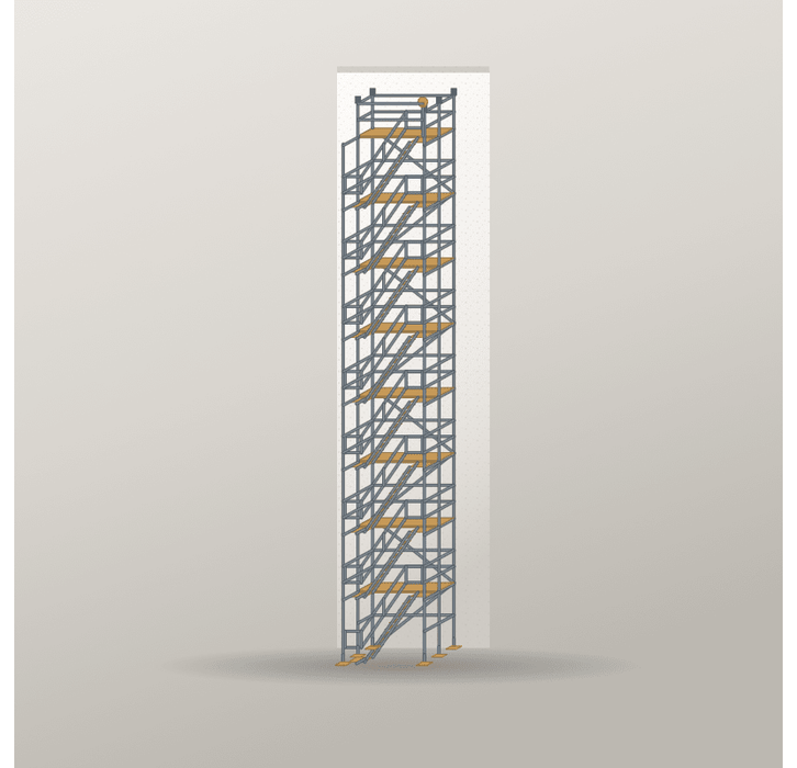 Treppenturm 16 x 16 m | null m² | Stahl / Holzboden | SL74 Treppenturm Scaff24 