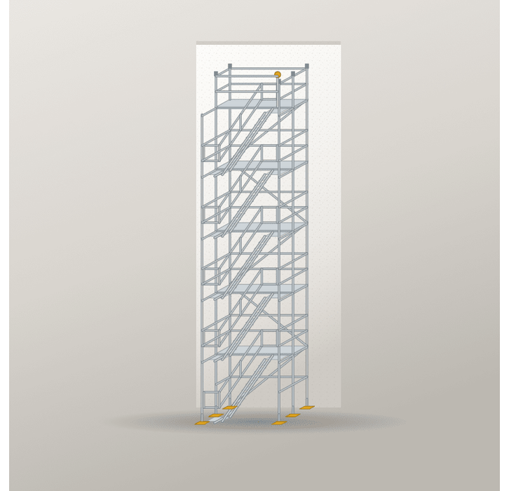 Treppenturm 2,5 x 10 m | Alu / Aluminium | SL74 Treppenturm Scaff24 