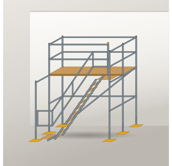 Treppenturm 2,5 x 2 m | Stahl / Holzbelag | SL74 Treppenturm Scaff24 