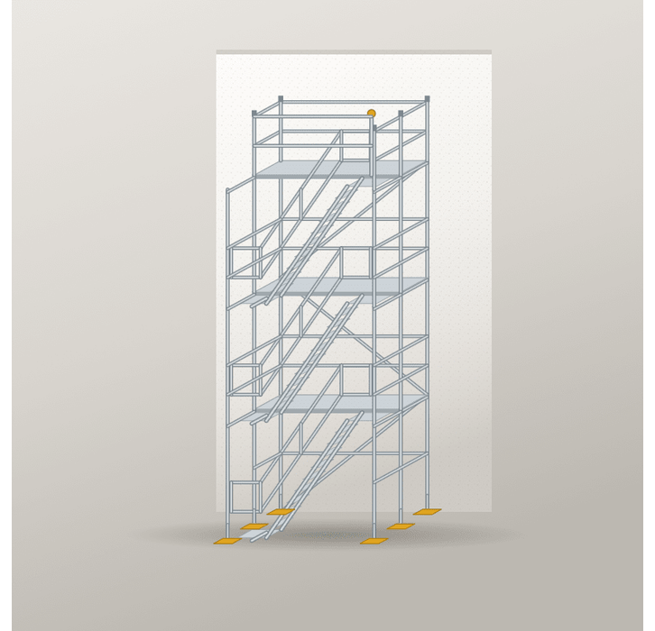 Treppenturm 2,5 x 6 m | Alu / Aluboden | SL74 Treppenturm Scaff24 