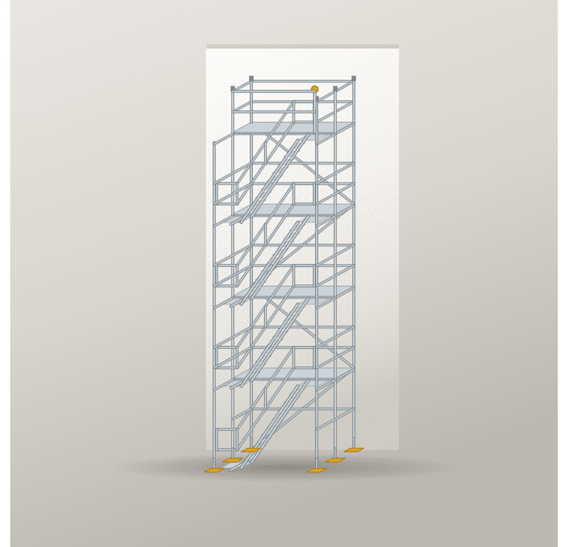 Treppenturm 8 x 8 m | Alu / Aluboden | SL74 Treppenturm Scaff24 