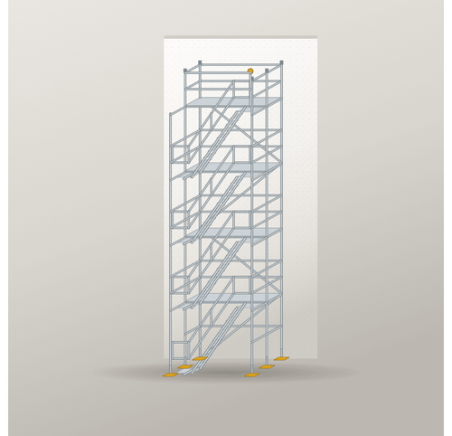Treppenturm 8 x 8 m | Alu / Aluboden | SL74 Treppenturm Scaff24 