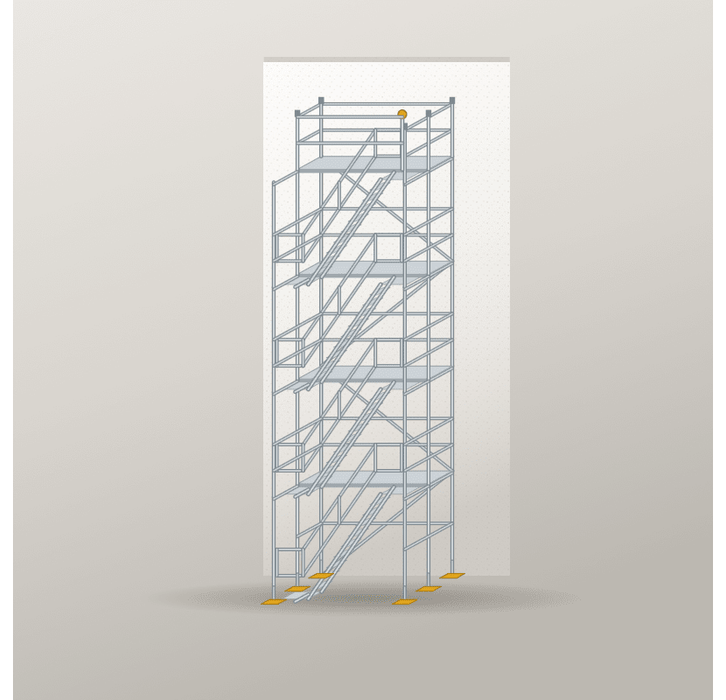 Treppenturm 8 x 8 m | Alu / Aluboden | SL74 Treppenturm Scaff24 