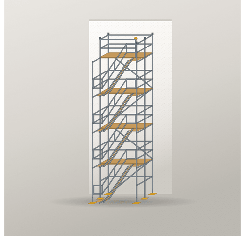 Treppenturm 8 x 8 m | Stahl / Holzbelag | SL74 Treppenturm Scaff24 