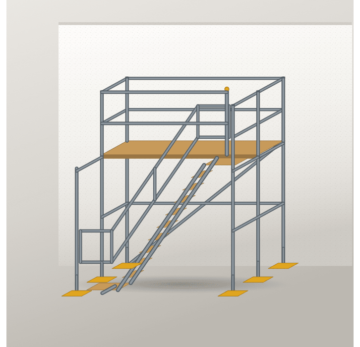 Treppenturm Freistehend 2 m | Stahl / Holzbelag | RUX65 Treppenturm Scaff24 