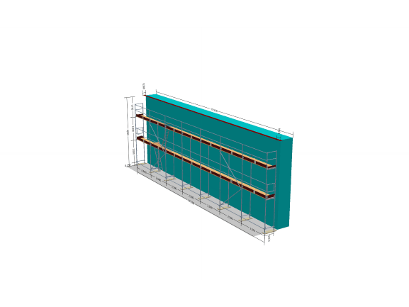 Fassadengerüst 105 - 113,75 qm (17,5x6m) mit Leitergang inkl. Leiter | Holzboden 2,5m Gerüst 105qm MyScuff 