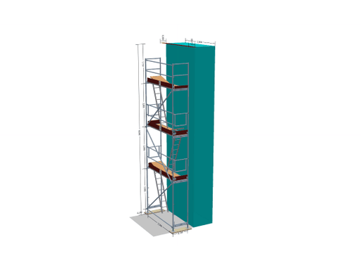 Fassadengerüst 20 - 21,25 qm (2,5x8m) mit Leitergang inkl. Leiter | Holzboden 2,5m Gerüst 20qm MyScuff 