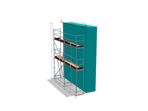 Fassadengerüst 30 - 32,5 qm (5x6m) mit Leitergang inkl. Leiter | Holzboden 2,5m Gerüst 30qm MyScuff 