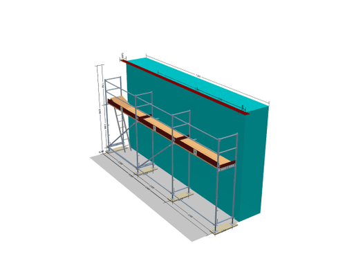 Fassadengerüst 30 - 33,75 qm (7,5x4m) mit Leitergang inkl. Leiter | Holzboden 2,5m Gerüst 30qm MyScuff 