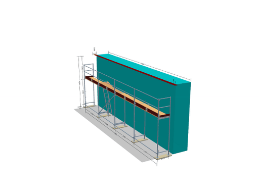 Fassadengerüst 50 - 56,25 qm (12,5x4m) mit Leitergang inkl. Leiter | Holzboden 2,5m Gerüst 50qm MyScuff 