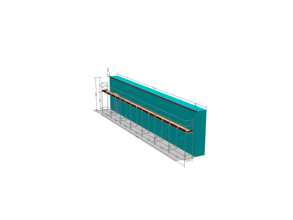 Fassadengerüst 70 - 78,75 qm (17,5x4m) mit Leitergang inkl. Leiter | Holzboden 2,5m Gerüst 70qm MyScuff 