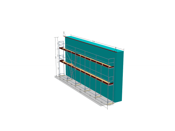 Fassadengerüst 75 - 81,25 qm (12,5x6m) mit Leitergang inkl. Leiter | Holzboden 2,5m Gerüst 75qm MyScuff 